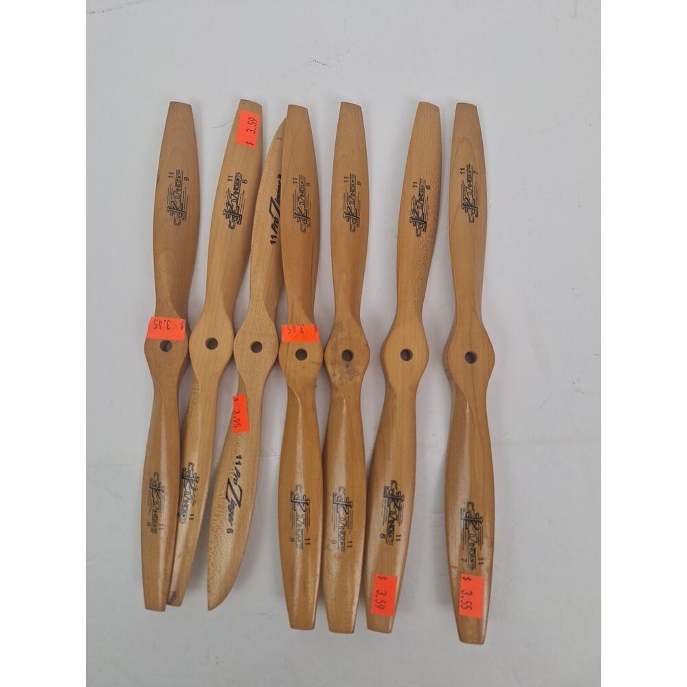 Lot of 7 JZ ZINGER Wooden RC plane Propellers 11x9(3) 11x7(1), 11x6(3: 1 is Pro)